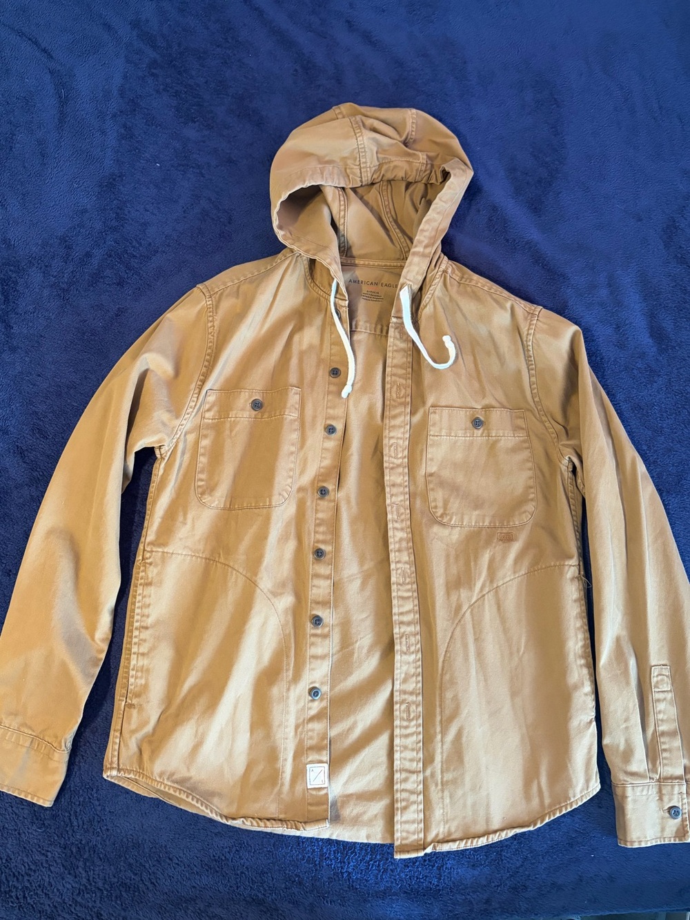 American Eagle Men's Hooded Utility Jacket in Tan